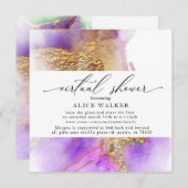 Aquarell und virtuelle goldene Dusche Einladung (Vorne/Hinten)