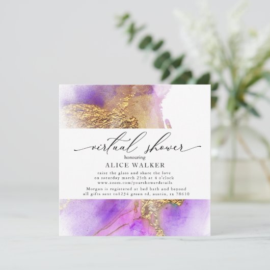 Aquarell und virtuelle goldene Dusche Einladung (Stehend Vorderseite)