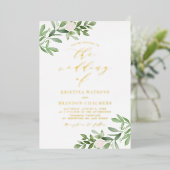 Aquarell und weiße Blume Hochzeit Folieneinladung (Stehend vorne)