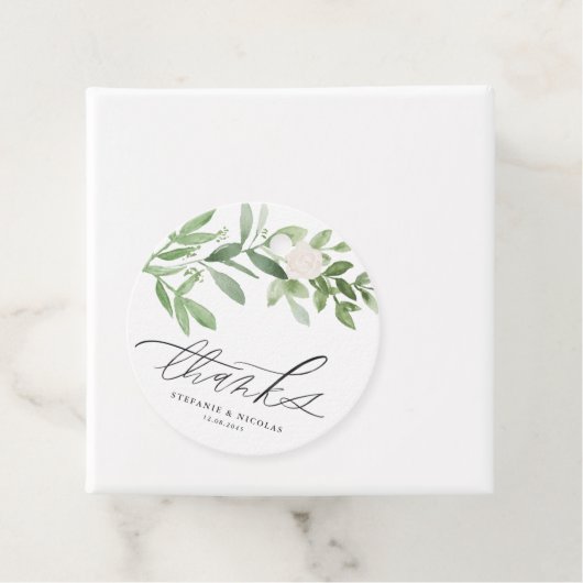 Aquarell und weiße Blume Hochzeit Geschenkanhänger (Beispiel)