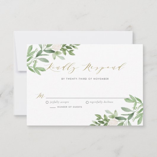 Aquarell und weiße Blume Hochzeit RSVP Karte (Vorderseite)