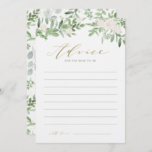 Aquarell und weiße Blume Kinderdusche Hinweiskarte (Vorne/Hinten)