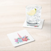 Aquarell Unicorn Blumenkronen Rechteckiger Pappuntersetzer (Vor Ort)