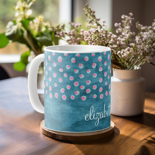 Aquarell-unordentliche Tupfen - Blau und Rosa Kaffeetasse
