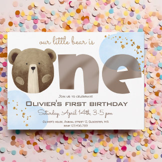 Aquarell unser kleiner Bär ist ein Baby Geburtstag Einladung