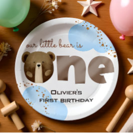 Aquarell unser kleiner Bär ist ein Baby Geburtstag Pappteller