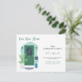 Aquarell Unsere neue Ankündigung zum Zuhause-Versc Postkarte (Stehend Vorderseite)