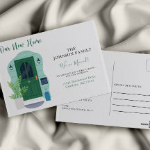 Aquarell Unsere neue Ankündigung zum Zuhause-Versc