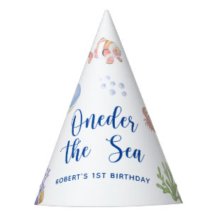Aquarell Unter dem Meer 1. Geburtstagsfeier Partyhütchen