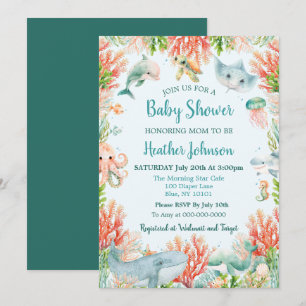 Aquarell Unter dem Meer Baby Shower Einladung