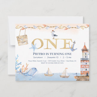 Aquarell unter dem Meer Junge's 1. Geburtstag Einladung