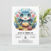 Aquarell Unter dem Meer Kinder Schildkröte Junge G Einladung (Stehend Vorderseite)