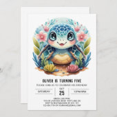 Aquarell Unter dem Meer Kinder Schildkröte Junge G Einladung (Vorne/Hinten)