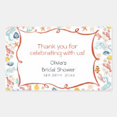 Aquarell unter dem Meer Sie Fängt Brautdusche Rechteckiger Aufkleber (Vorderseite)