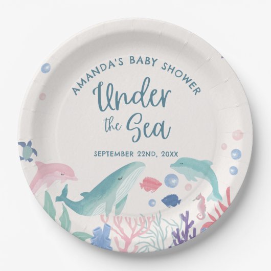 Aquarell unter der Meerwasserdusche Pappteller (Vorderseite)