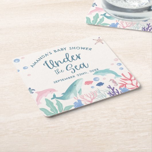 Aquarell unter der Meerwasserdusche Rechteckiger Pappuntersetzer (angewinkelt)