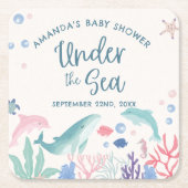 Aquarell unter der Meerwasserdusche Rechteckiger Pappuntersetzer (Vorderseite)