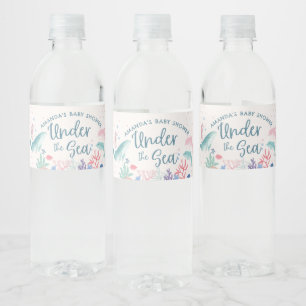 Aquarell unter der Meerwasserdusche Wasserflaschenetikett