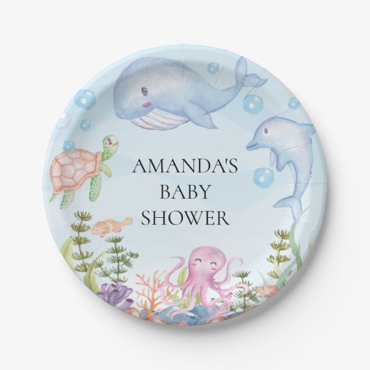 Aquarell unter der SeeBabyparty 7" Platte Pappteller (Vorderseite)