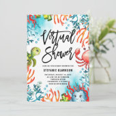 Aquarell unter der virtuellen Babydusche des Meere Einladung (Stehend Vorderseite)