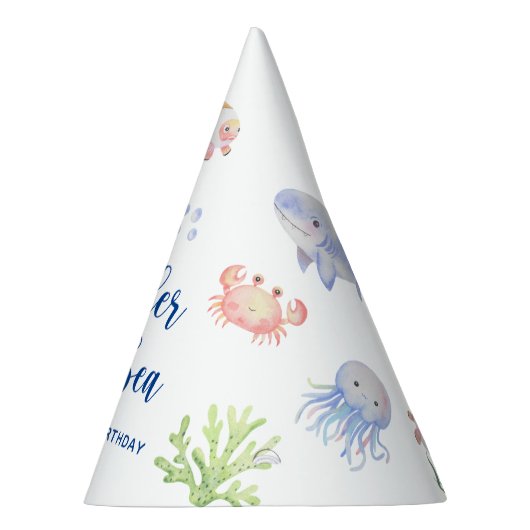 Aquarell Unter Meer Erstes Party Partyhütchen (Rechts)