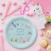 Aquarell unter Meerestieren Kinderdusche Pappteller (Party)
