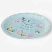 Aquarell unter Meerestieren Kinderdusche Pappteller (Schrägansicht)