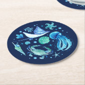 Aquarell Unterhalb der Meeresqualle, Seeschifffahr Runder Pappuntersetzer (Angewinkelt)