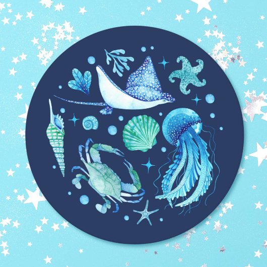 Aquarell Unterhalb der Meeresqualle, Seeschifffahr Runder Pappuntersetzer