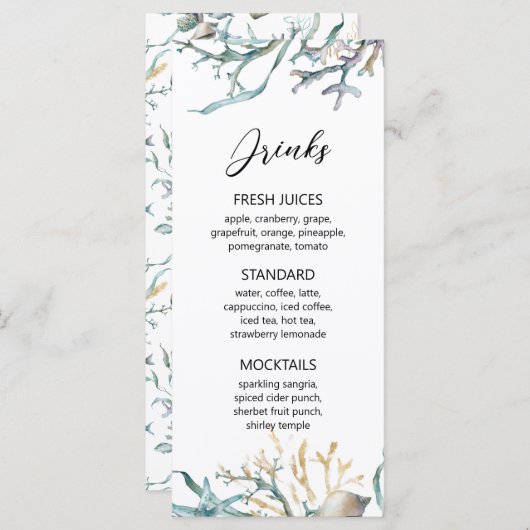 Aquarell Unterhalb des Meeresquallen-Korallenriffs Menükarte (Vorne/Hinten)