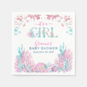 Aquarell Untermeer 'Es ist ein Mädchen' Babydusche Serviette (Vorderseite)