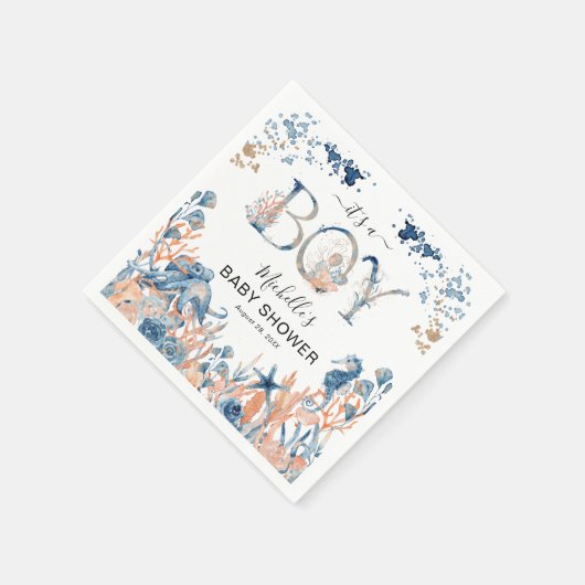 Aquarell Untermeer "Es ist eine Baby-Dusche für Ju Serviette (Ecke)