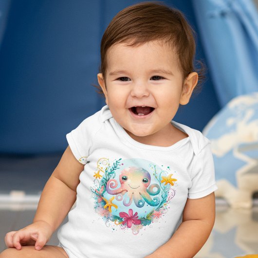 Aquarell Unterseefarbener Oktopus Baby Strampler