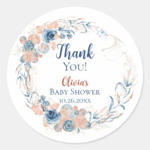 Aquarell Unterwasser Blumengirlande Baby Shower Runder Aufkleber