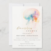 Aquarell Unterwasser Qualle Paare Dusche Einladung (Vorderseite)