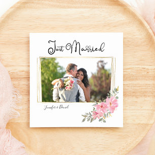 Aquarell Üppig Rosafarbene Blumige Hochzeit Ankündigung