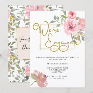 Aquarell Üppige Rosa Florale Verlobungsparty Einladung