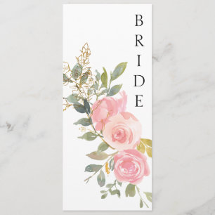 Aquarell Üppige Rosenholz-Rosa Blumen Stuhl Schild Menükarte