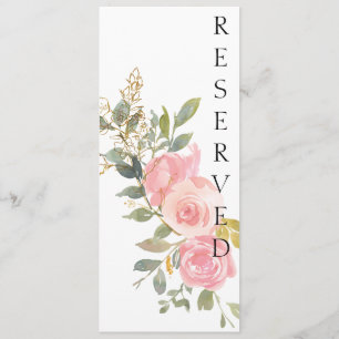 Aquarell Üppiges Rosa Blumen-Stuhl-Schild Menükarte