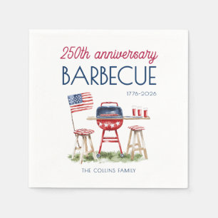 Aquarell USA 250. Jubiläums-Grillparty Serviette