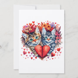 Aquarell Valentine Katzen mit Herzzuckerkost Feiertagskarte