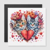 Aquarell Valentine Katzen mit Liebe Magnetkarte (Vorne/Hinten)