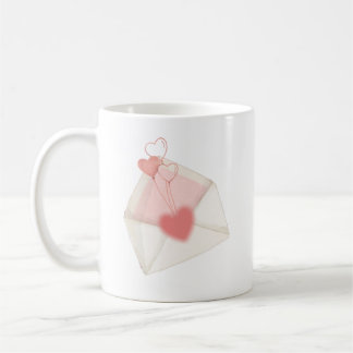 Aquarell-Valentinsliebesbriefumschlag Kaffeetasse