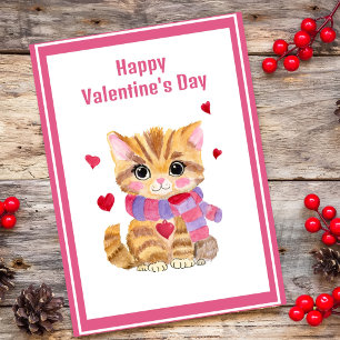 Aquarell Valentinstag-Kitty Feiertagskarte