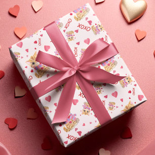 Aquarell-Valentinstag-Kitty XOXO-Muster Geschenkpapier