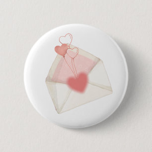 Aquarell Valentinstag Liebesbriefumschlag Button