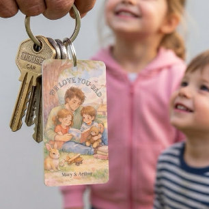 Aquarell-Vater-Tag-Erzähler mit Kindern Schlüsselanhänger