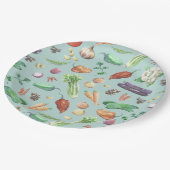 Aquarell-Veggies-u. Gewürz-Muster Pappteller (Schrägansicht)