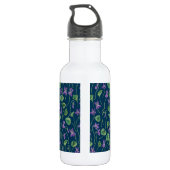 Aquarell-Veilchen auf Blau Edelstahlflasche (Rückseite)