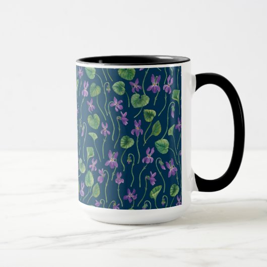 Aquarell-Veilchen auf Blau Tasse (Rechts)
